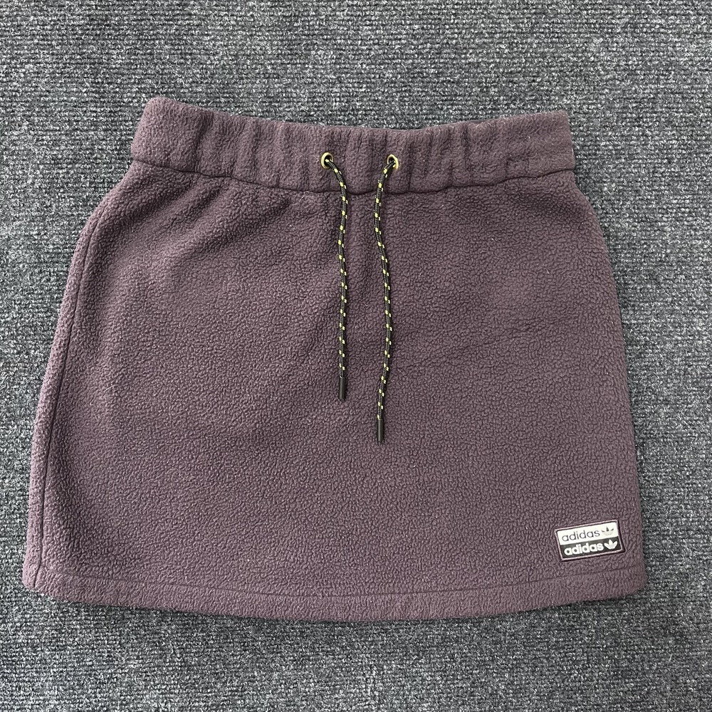 Adidas Originals Skirt Womens XS‎ Purple Fleece Mini Drawstring Trefoil Patch